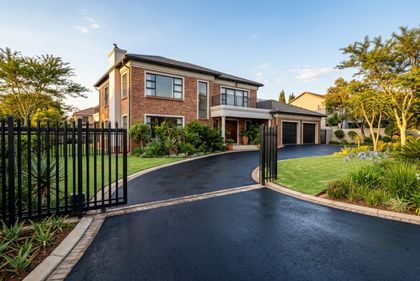 Finished smooth asphalt driveway at a suburban Gauteng home