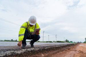 Road construction equipment on a Gauteng site
